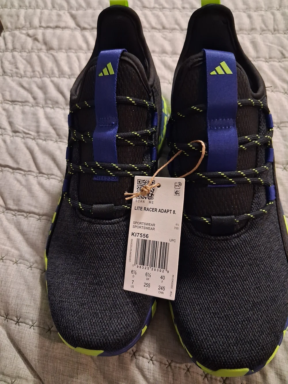 adidas Kids Lite Racer Adapt 8 Athletic Shoes - Black & Blue